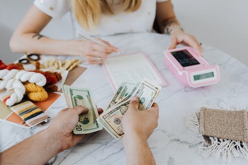 Women counting money